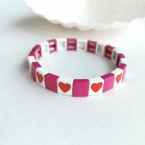 Roxanne Assoulin All Heart Enameled Stretch Bracelet NEW